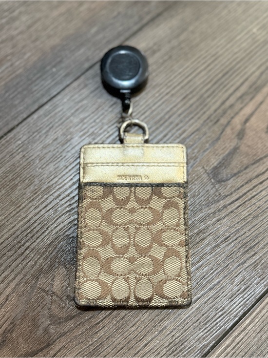 Coach Accessories - Coach Signature Retractable ID Badge Holder Lanyard Clip Brown Tan Gold